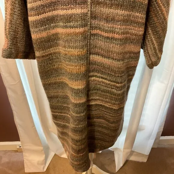 Carlisle Collection Cardigan S Blue Brown White Stripe Open Front Half Dolman - Picture 8 of 10